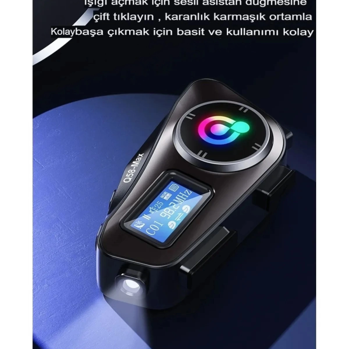 KESGİN MARKET® Q58-max Radyolu 2 Kişi Bağlantılı Bluetooth Kask Kulaklık Ekranlı Fenerli Müzik Ve Telsiz Intercom