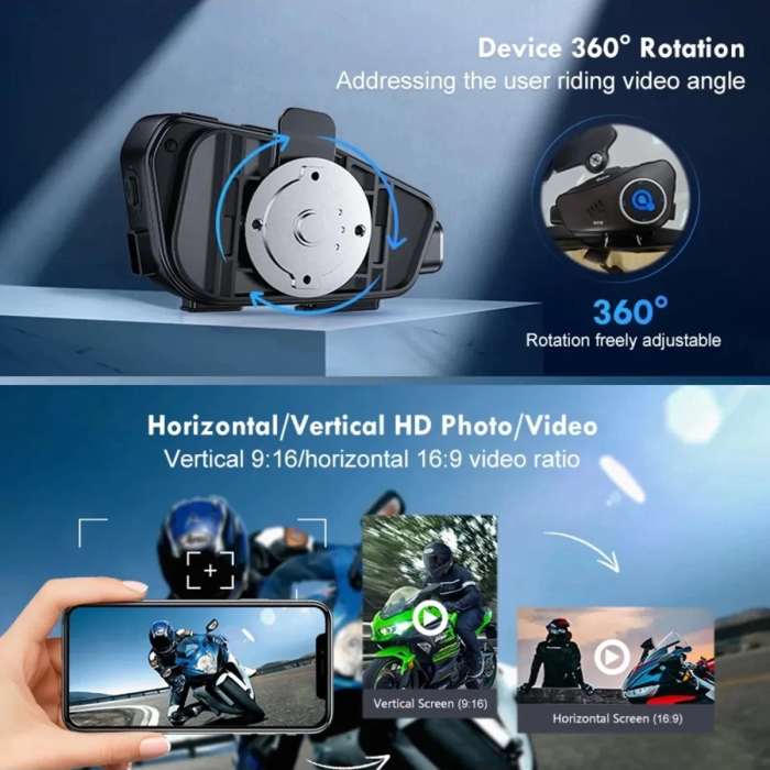 KESGİN MARKET® Q28 Motosiklet Kask Bluetooth Kulaklık 1080p Kamera Interkom Kulaklık Su Geçirmez Intercom