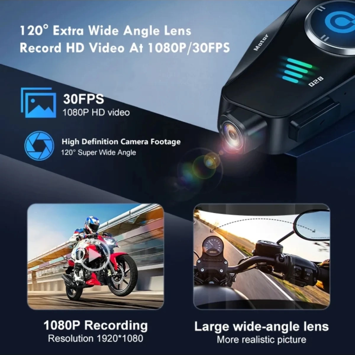KESGİN MARKET® Q28 Motosiklet Kask Bluetooth Kulaklık 1080p Kamera Interkom Kulaklık Su Geçirmez Intercom