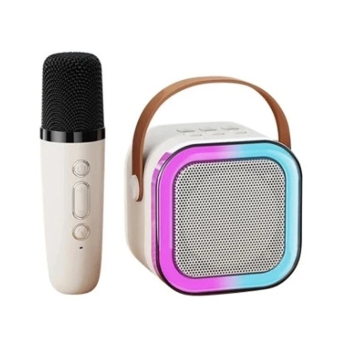 KESGİN MARKET® Karaoke Kablosuz Hoparlör Mikrofonlu Rgb Işıklı Bluetooth Speaker Tf Kart/usb Beyaz