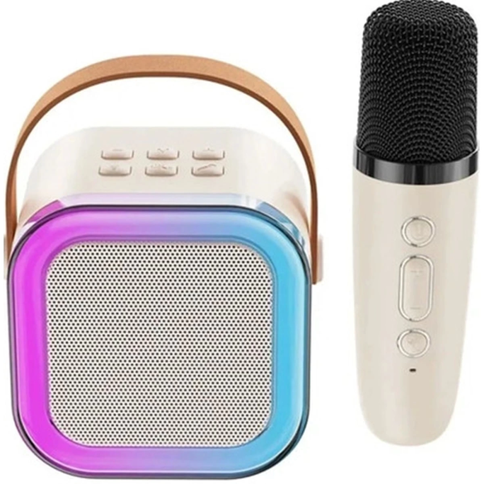 KESGİN MARKET® Karaoke Kablosuz Hoparlör Mikrofonlu Rgb Işıklı Bluetooth Speaker Tf Kart/usb Beyaz