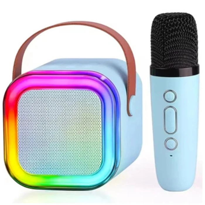 KESGİN MARKET® Karaoke Kablosuz Hoparlör Mikrofonlu Rgb Işıklı Bluetooth Speaker Tf Kart/usb Mavi