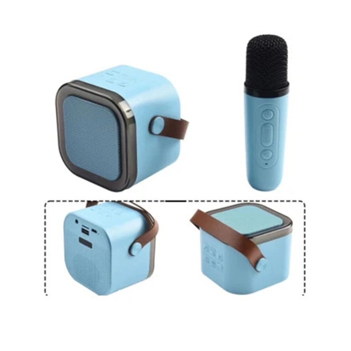 KESGİN MARKET® Karaoke Kablosuz Hoparlör Mikrofonlu Rgb Işıklı Bluetooth Speaker Tf Kart/usb Mavi