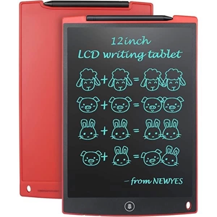 KESGİN MARKET® T12 Kırmızı Writing Tablet Lcd 12 Inç Dijital Kalemli Çizim Yazı Tahtası