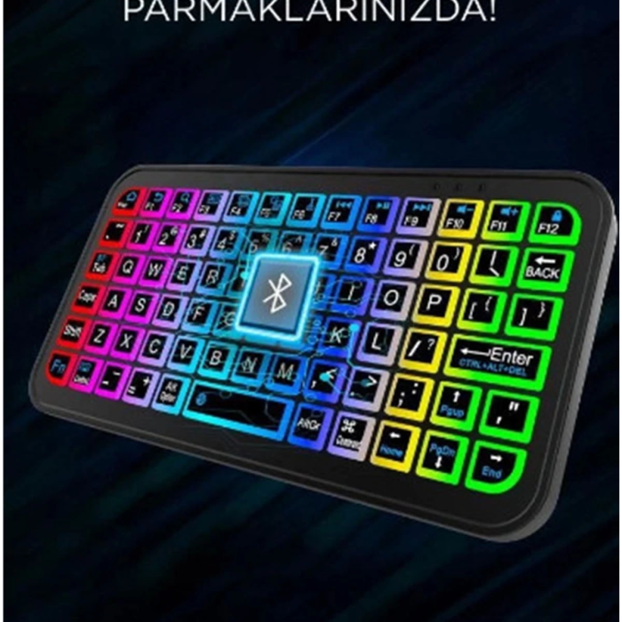 KESGİN MARKET® Mini Klavye Smarttv Işıklı Bluetooth Kablosuz Televizyon Ps3 Dizüstü Tabletler Ve Telefonlar İçin