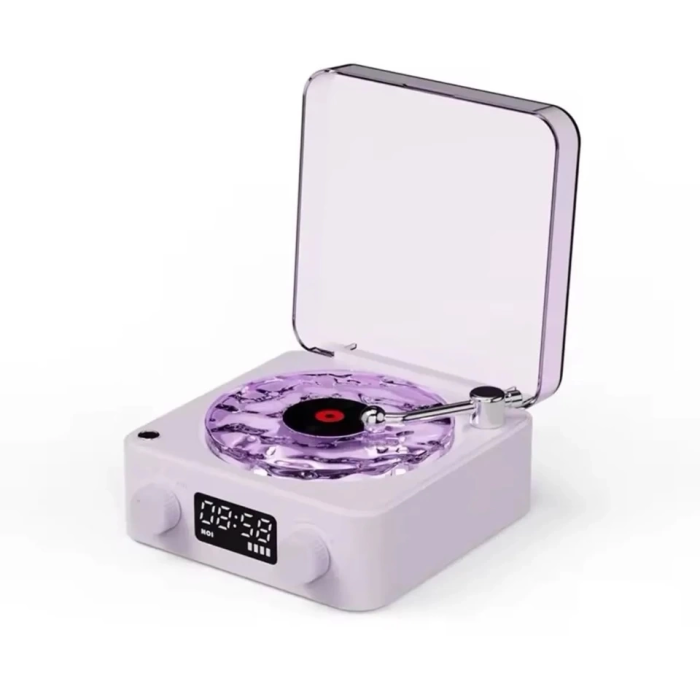 KESGİN MARKET® Waves Nostalji Plak Görünümlü Bluetooth Hoparlör 3d Ses Dalgası Retro Müzik Plak Mor