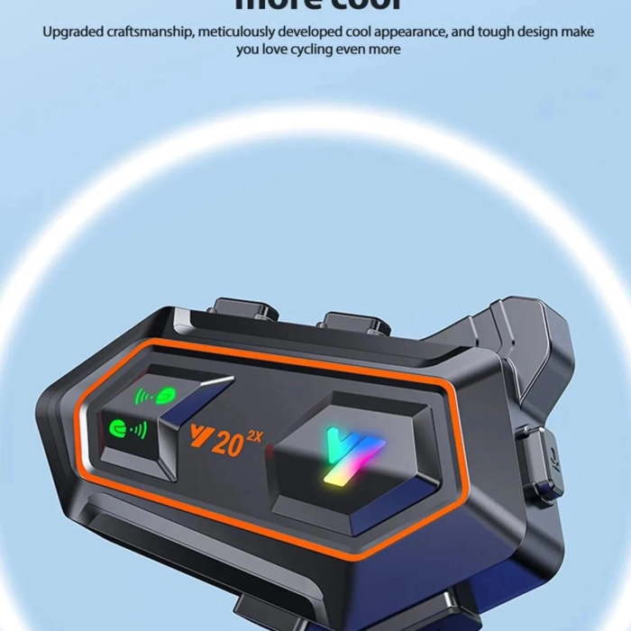 KESGİN MARKET® Y20 2x 1000m Telsiz Mesafeli 2 Kişi Bağlantılı Bluetooth Kask Kulaklık Fenerli İntercom