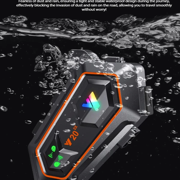 KESGİN MARKET® Y20 2x 1000m Telsiz Mesafeli 2 Kişi Bağlantılı Bluetooth Kask Kulaklık Fenerli İntercom