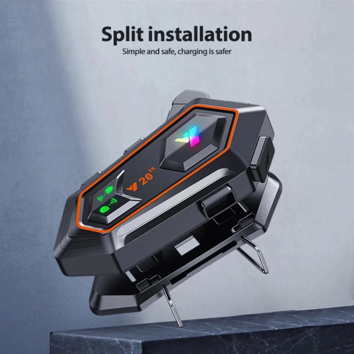 KESGİN MARKET® Y20 2x 1000m Telsiz Mesafeli 2 Kişi Bağlantılı Bluetooth Kask Kulaklık Fenerli İntercom