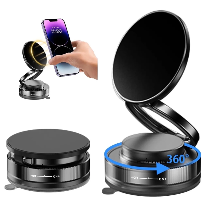 KESGİN MARKET® Metalik Magsafe Telefon Tutucu Tüm Yüzeylerle Uyumlu Vakumlu 360 Dönen Oynar Başlık
