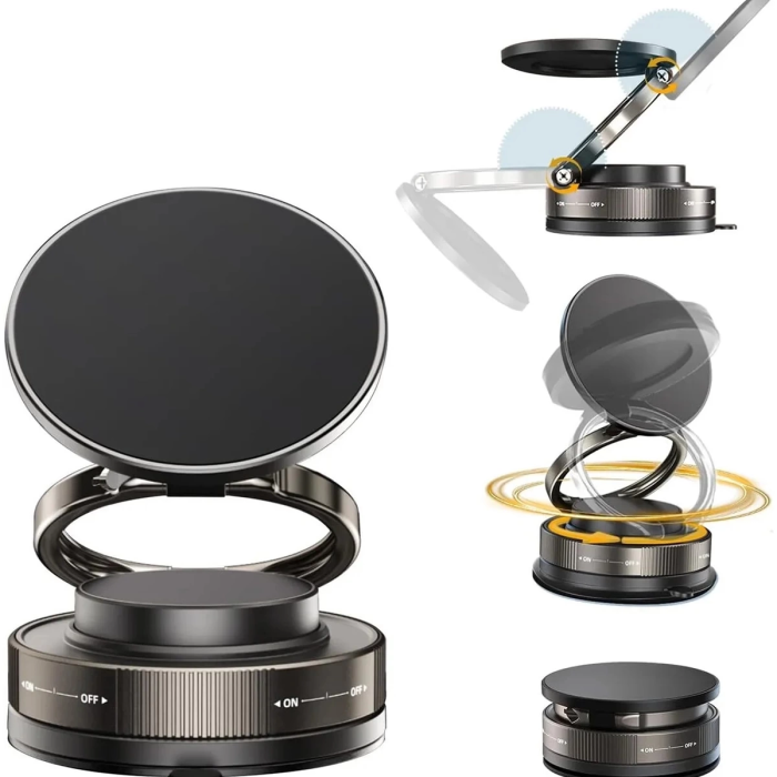 KESGİN MARKET® Metalik Magsafe Telefon Tutucu Tüm Yüzeylerle Uyumlu Vakumlu 360 Dönen Oynar Başlık