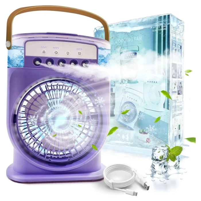 KESGİN MARKET® Şarjlı 600 Ml Su Hazneli Taşınabilir Masaüstü Vanilatör  Güçlü Fan Ve 2000 Mah Pil Yeşil