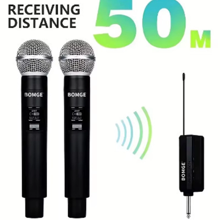 KESGİN MARKET® Profesyonel Çiftli Kablosuz Mikrofon Seti Karaoke Şarj Edilebilir 50 Metre Mesafe