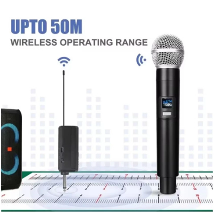 KESGİN MARKET® Profesyonel Çiftli Kablosuz Mikrofon Seti Karaoke Şarj Edilebilir 50 Metre Mesafe