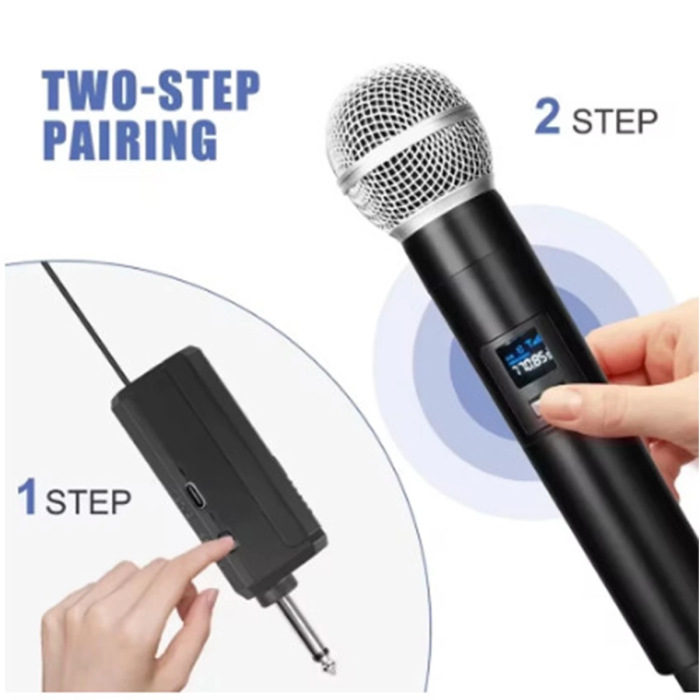 KESGİN MARKET® Profesyonel Çiftli Kablosuz Mikrofon Seti Karaoke Şarj Edilebilir 50 Metre Mesafe
