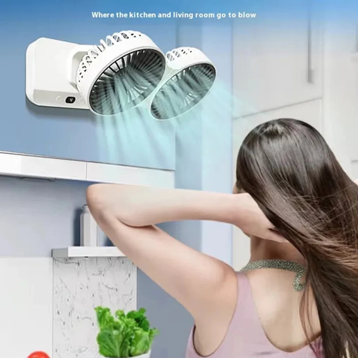 KESGİN MARKET® Masaüstü Dijital Ekranlı Çift Fanlı Led Işıklı Soğutucu Fan Ev Ofis Şarjlı Vantilatör