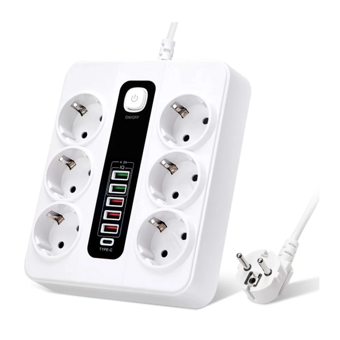 KESGİN MARKET® Hp-h04 3000w 10amper 6’lı 2metre Uzatma Kablolu Çoklu Termal Akım Priz