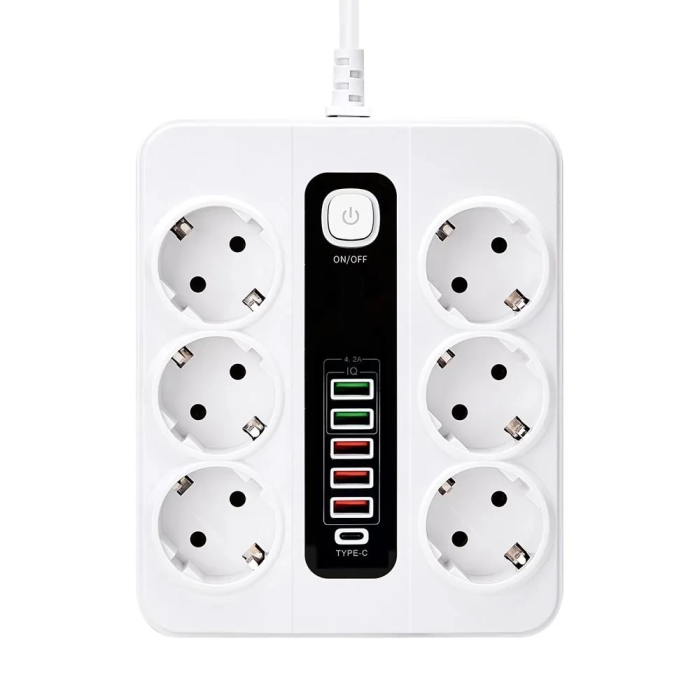 KESGİN MARKET® Hp-h04 3000w 10amper 6’lı 2metre Uzatma Kablolu Çoklu Termal Akım Priz