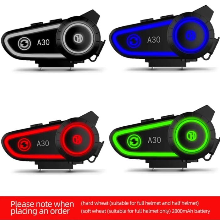 KESGİN MARKET® A30 Motosiklet Kask Kulaklık Intercom Işıklı 2 Eşleşme Özellikli