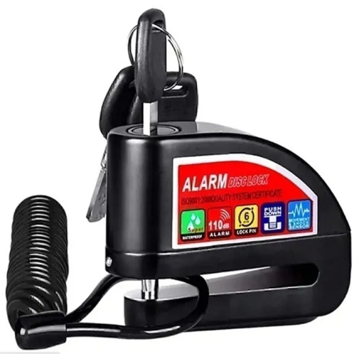 KESGİN MARKET® Alarmlı Disk Kilidi Motorsiklet Scooter Bisiklet Sesli Alarm 110 Desibel Yüksek Ses