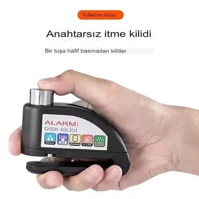 KESGİN MARKET® Alarmlı Disk Kilidi Motorsiklet Scooter Bisiklet Sesli Alarm 110 Desibel Yüksek Ses