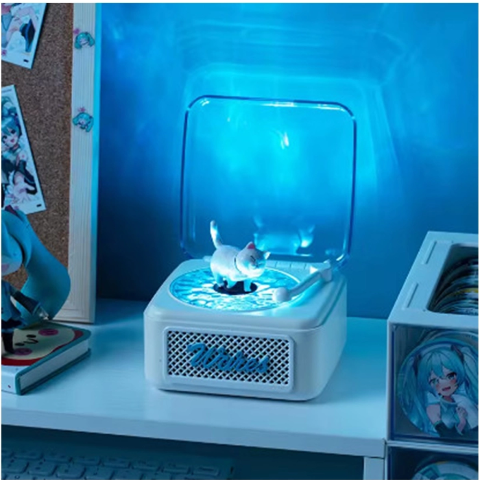 KESGİN MARKET® Nostalji Mini Plak Görünümlü Radyolu Bluetooth Hoparlör 3d Ses Dalgası Retro Müzik Plak Beyaz