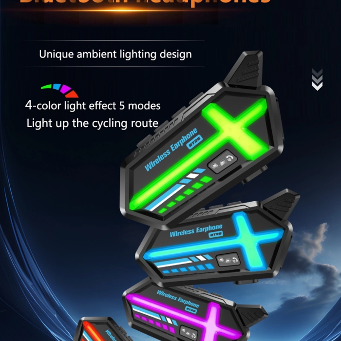 KESGİN MARKET® Bt26 Motosiklet Kask Kulaklık Bluetooth Rgb Işıklı 2 Eşleşme Özellikli 1000 Mah Intercom