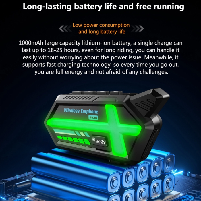 KESGİN MARKET® Bt26 Motosiklet Kask Kulaklık Bluetooth Rgb Işıklı 2 Eşleşme Özellikli 1000 Mah Intercom