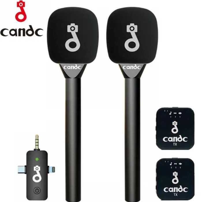 KESGİN MARKET® Çift Mikrofonlu Profosyonel Kablosuz Yüksek Kaliteli Ses Kaydı Röportaj Mikrofonu