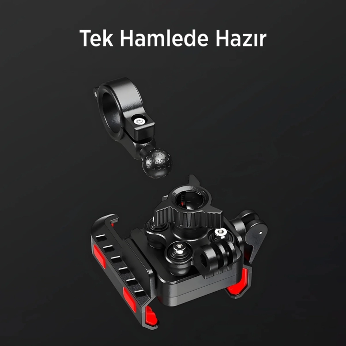 KESGİN MARKET® Gidon Bağlantılı 360° Derece Ayarlanabilir 3.5”-7.2” Uyumlu Motosiklet Bisiklet Telefon Tutucu
