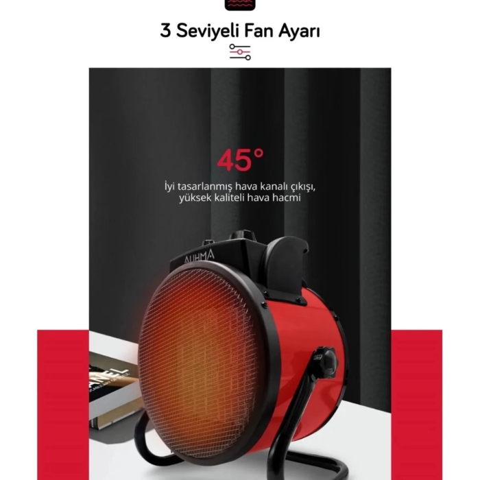 KESGİN MARKET® Ultra Güçlü 3000 Watt Taşınabilir Elektrikli Portatif Isıtıcı Soba Sıcak Hava Üfleyen Fan Radyatör