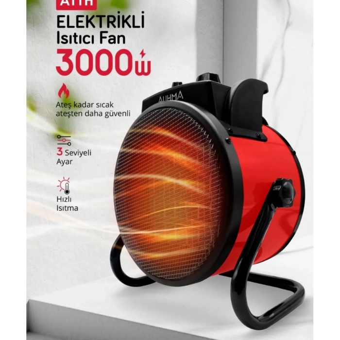 KESGİN MARKET® Ultra Güçlü 3000 Watt Taşınabilir Elektrikli Portatif Isıtıcı Soba Sıcak Hava Üfleyen Fan Radyatör
