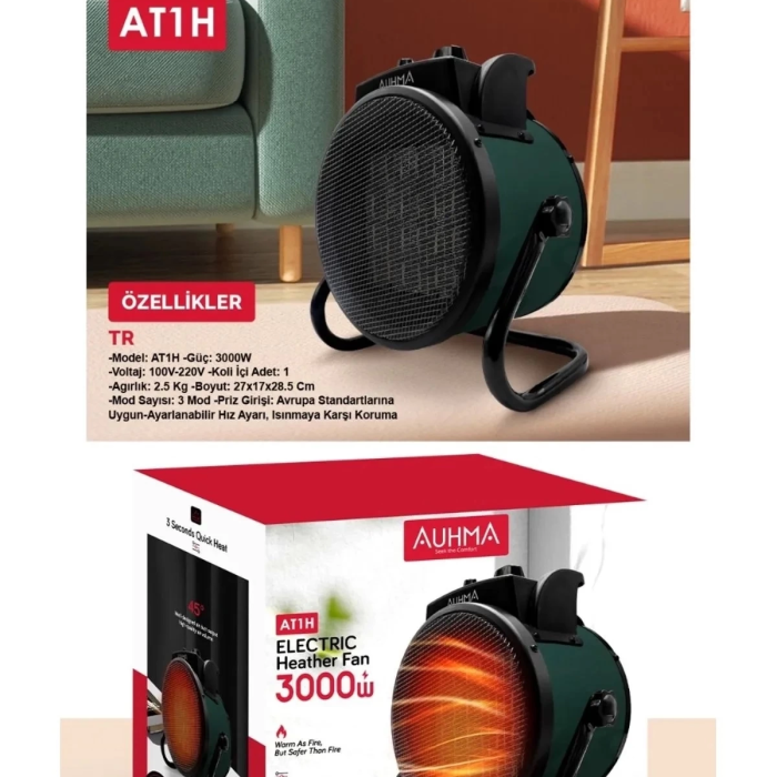 KESGİN MARKET® Ultra Güçlü 3000 Watt Taşınabilir Elektrikli Portatif Isıtıcı Soba Sıcak Hava Üfleyen Fan Radyatör