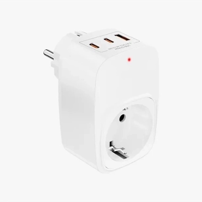 KESGİN MARKET® Tekli Yüksek Voltaj Korumalı Duvar Prizi 2x Type-c 1x Usb Çıkışlı Priz Grup Priz Çoğaltıcı Beyaz