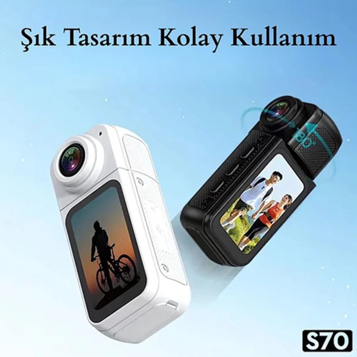 KESGİN MARKET® S70 Mıknatıslı Yaka Kamerası Hd Kalite, 30 Fps, Kolay Bağlantı, Boyun Askısı 2.7k Siyah