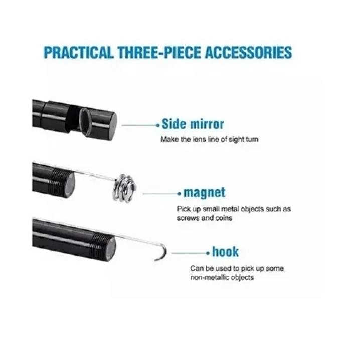 KESGİN MARKET® Vtn-02 Endoskop Yılan Video Kamera Led’li 2 Metre 7 Mm Sert Kablo Su Geçirmez