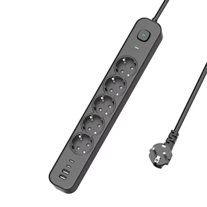 KESGİN MARKET® 5 Prizli Akım Korumalı Uzatma Kablosu | 2xusb-a + 2xusb-c | 3680w - 2m Kablo