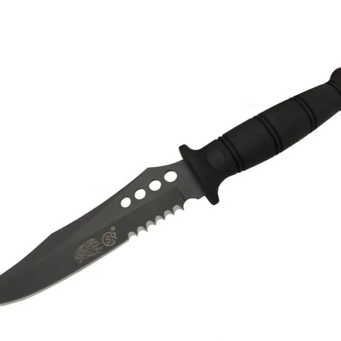 KESGİN MARKET® Sr S008b Lejyoner Tırtıklı Outdoor Bıçağı 29 Cm - Kauçuk Sap, Perçinli