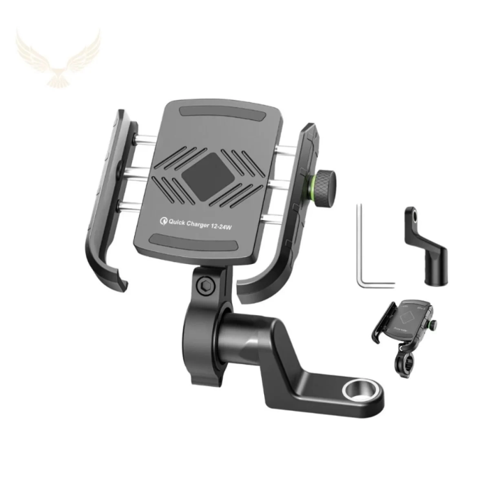 KESGİN MARKET® Motosiklet Gidon Ve Ayna Bağlantılı Motor Ve Bisiklet Uyumlu Telefon Tutucu 12-24w Hızlı Şarj