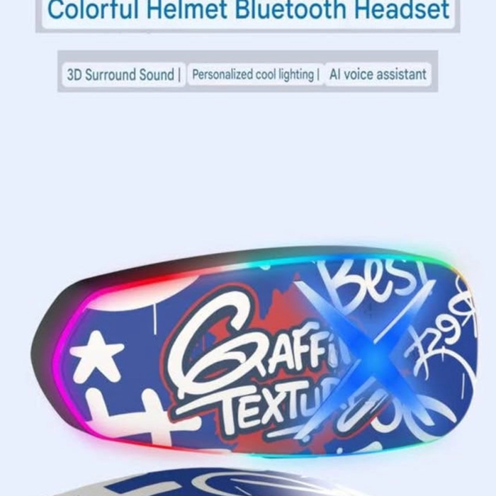 KESGİN MARKET® Helmet Graffiti Motor Kask Kulaklık Rgb Modlu Su Geçirmez 6.0 Bluetooth Intercom Yenı Model