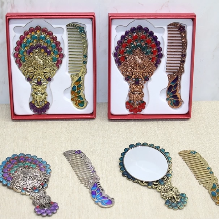 KESGİN MARKET® Tavuskuşu Ayna Ve Tarak Seti Küçük Boy Alk4990