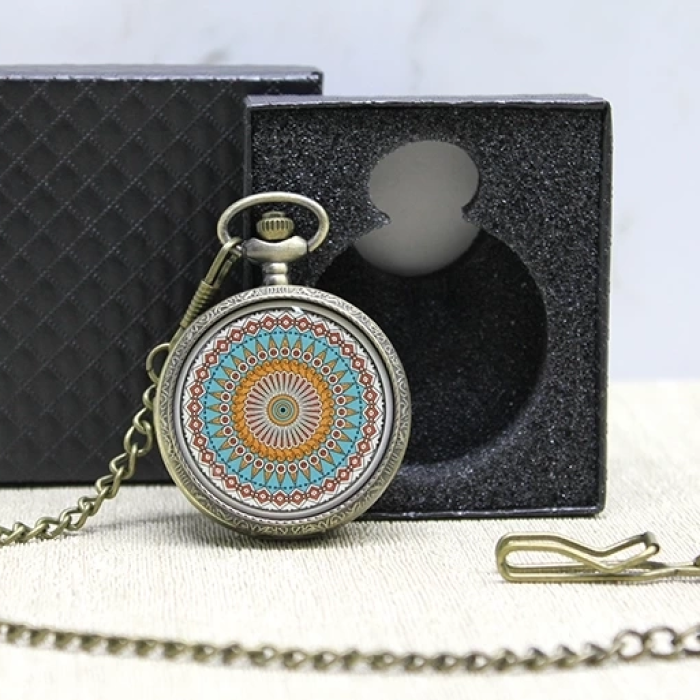 KESGİN MARKET® Özel Kutulu Mandala Deseni Köstekli Saat Alk4678