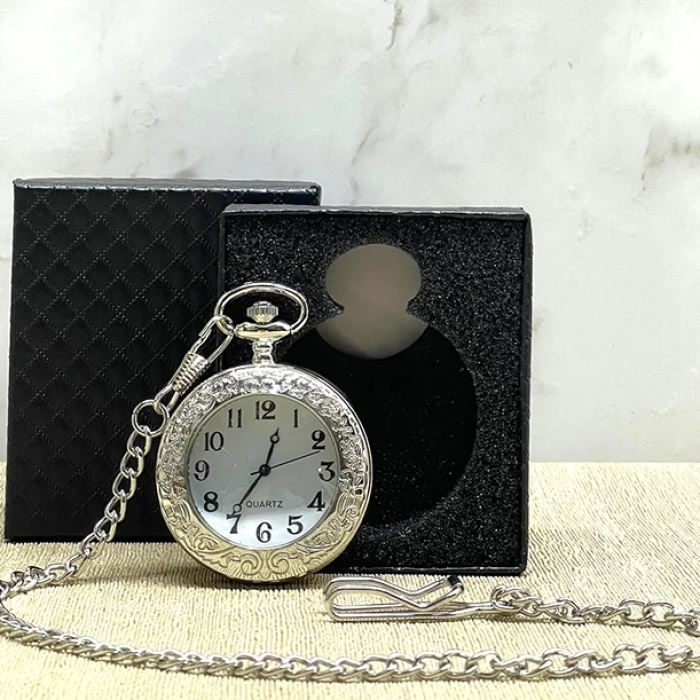 KESGİN MARKET® Özel Kutulu Gümüş Köstekli Saat Alk4686