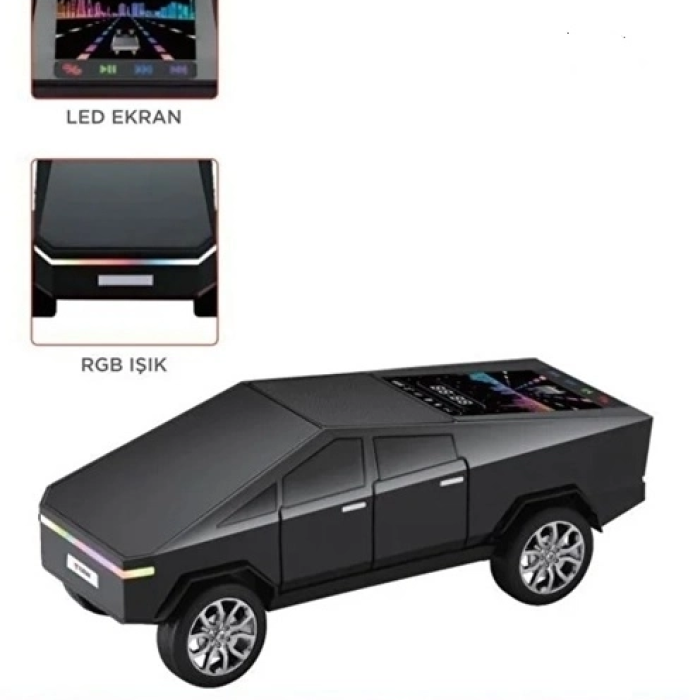 KESGİN MARKET® D68 Cyber Model Araba Tasarımlı Bluetooth Hoparlör 15w Güçlü Ses Rgb Led /tws/usb Siyah