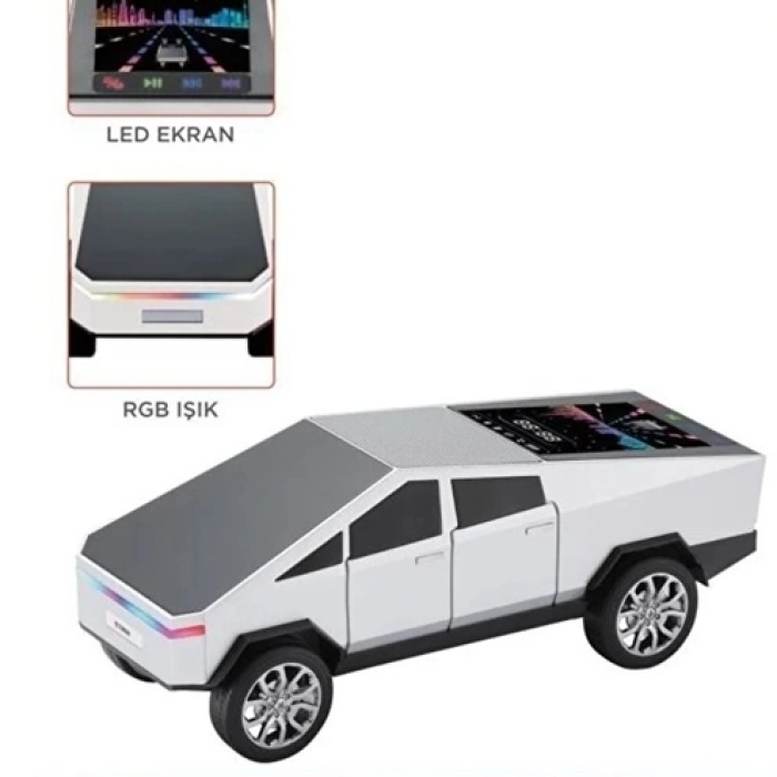 KESGİN MARKET® D68 Cyber Model Araba Tasarımlı Bluetooth Hoparlör 15w Güçlü Ses Rgb Led /tws/usb Beyaz