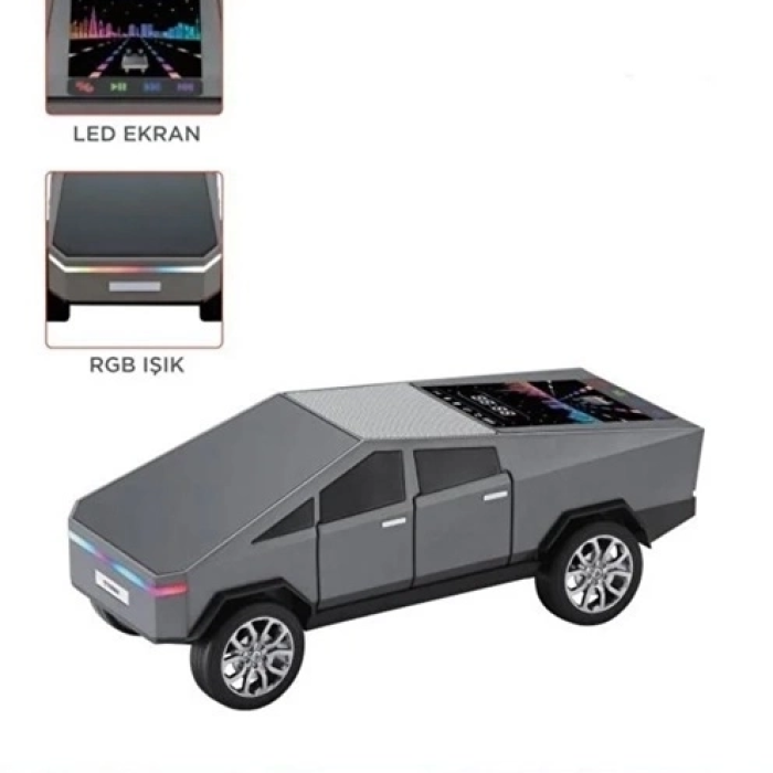 KESGİN MARKET® D68 Cyber Model Araba Tasarımlı Bluetooth Hoparlör 15w Güçlü Ses Rgb Led /tws/usb Gri