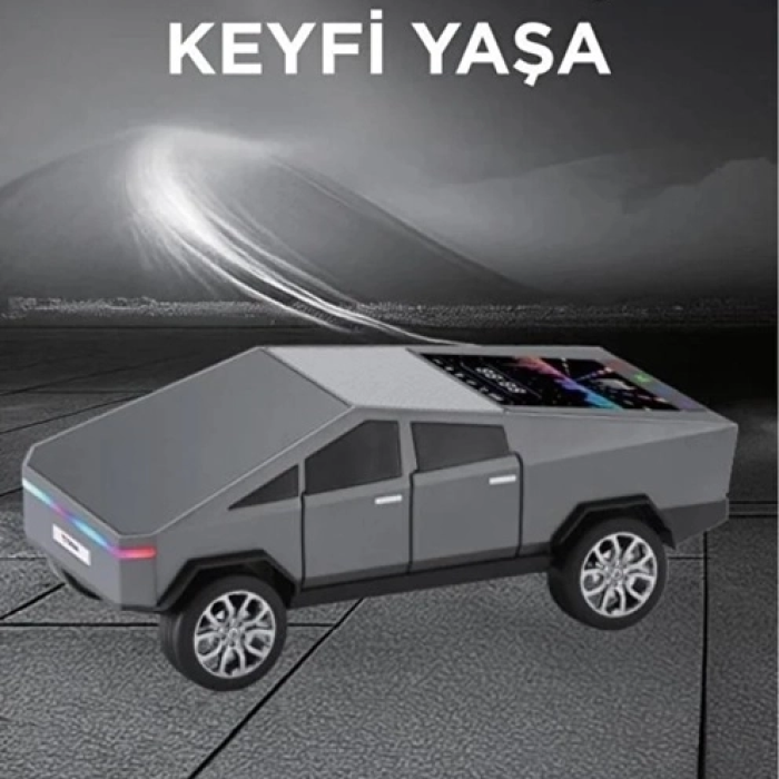 KESGİN MARKET® D68 Cyber Model Araba Tasarımlı Bluetooth Hoparlör 15w Güçlü Ses Rgb Led /tws/usb Gri