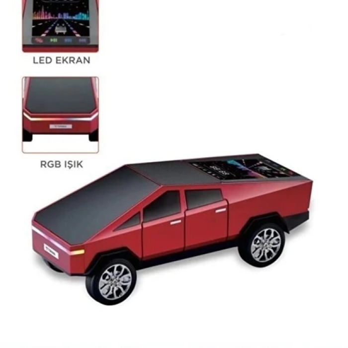 KESGİN MARKET® D68 Cyber Model Araba Tasarımlı Bluetooth Hoparlör 15w Güçlü Ses Rgb Led /tws/usb Kırmızı
