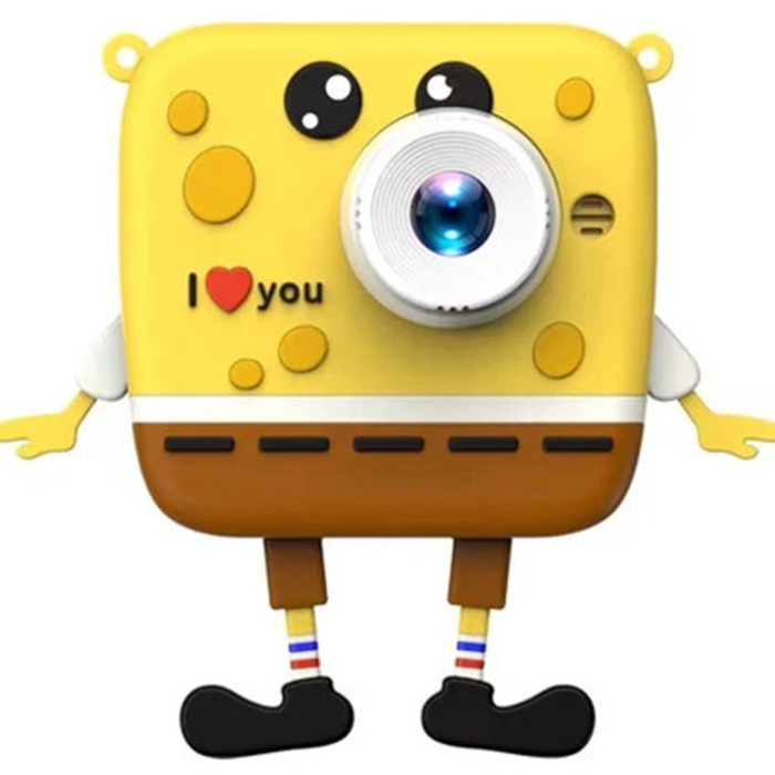 KESGİN MARKET® Sünger Bob Tasarımlı Yeni Nesil Çocuk Dijital Mini Fotoğraf Makinesi Çift Kamera