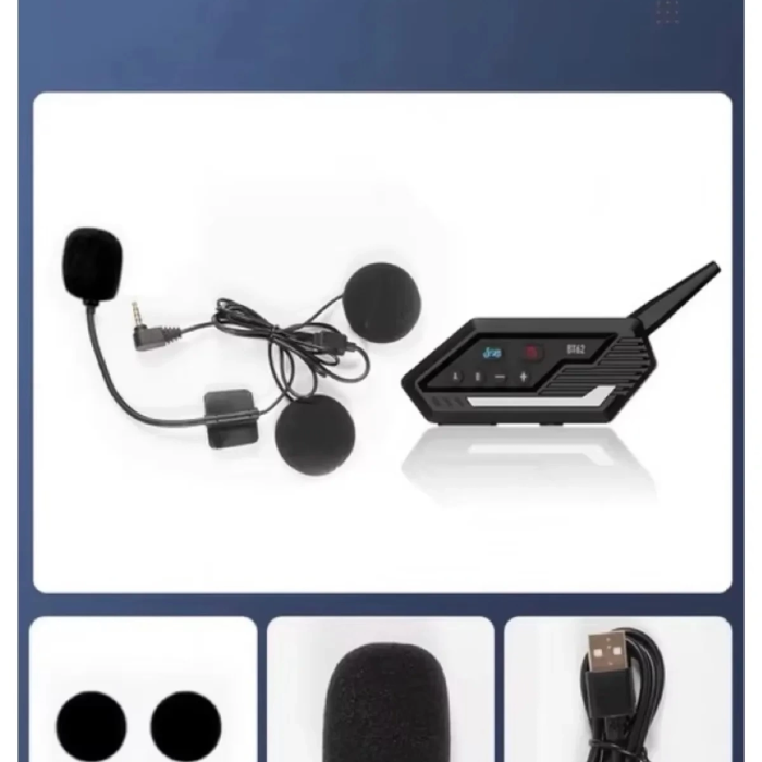 KESGİN MARKET® Bt62 Motosiklet Kask Kulaklığı Bluetooth Intercom 2 Intercom Bağlantılı